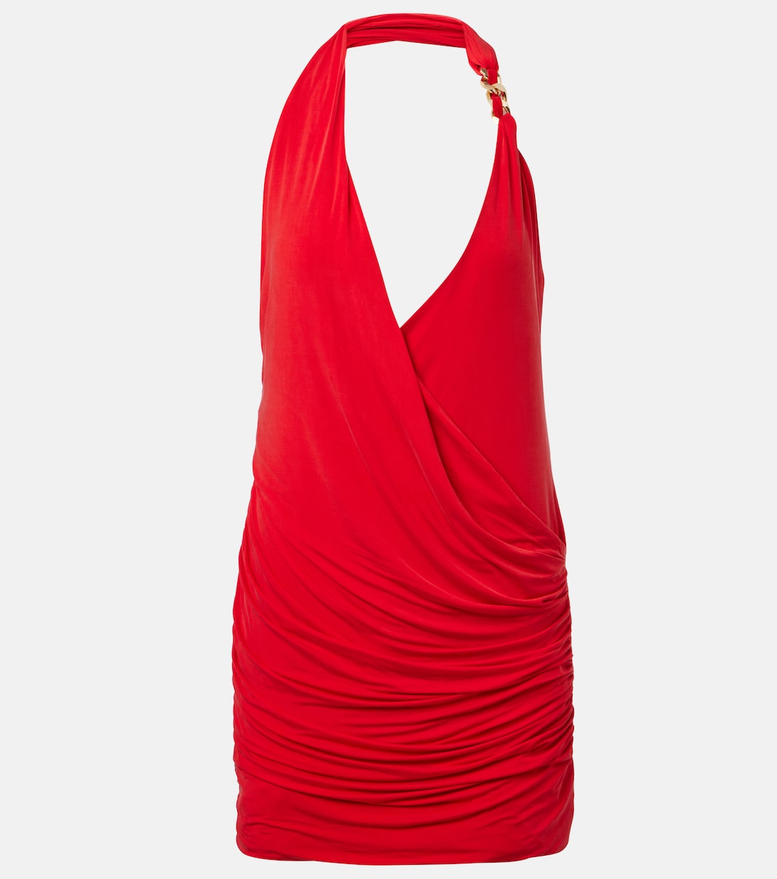 

Облегающее мини-платье-бюстье из джерси Balmain, Rouge Scarlet/Or