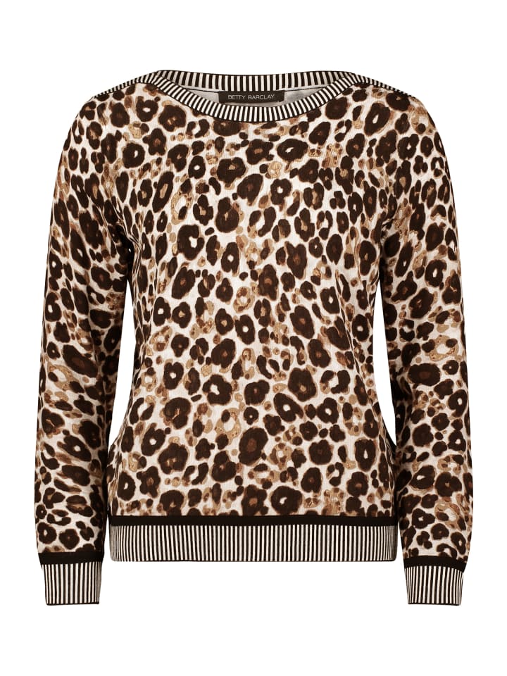 

Вязаный свитер с анималистичным принтом в серо-коричневом/бежевом цвете Betty Barclay