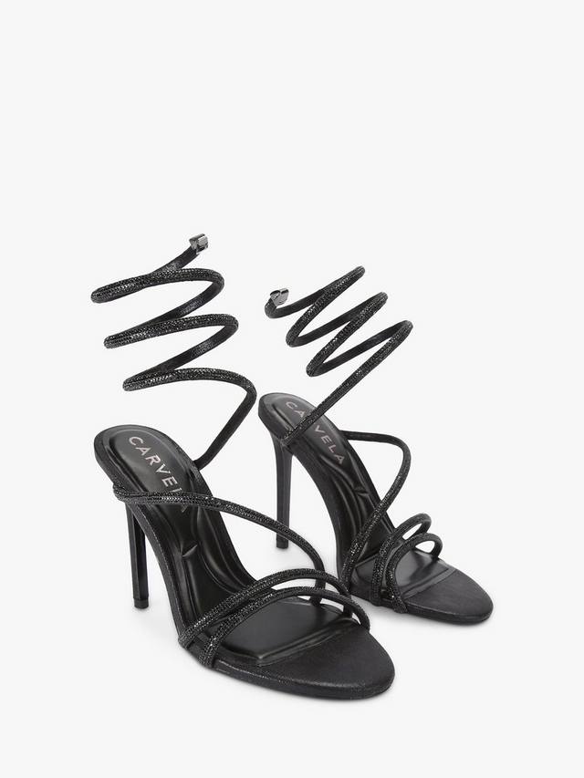 Страппи сандалии с диамантовыми спиральными украшениями Carvela, Black — фото 3