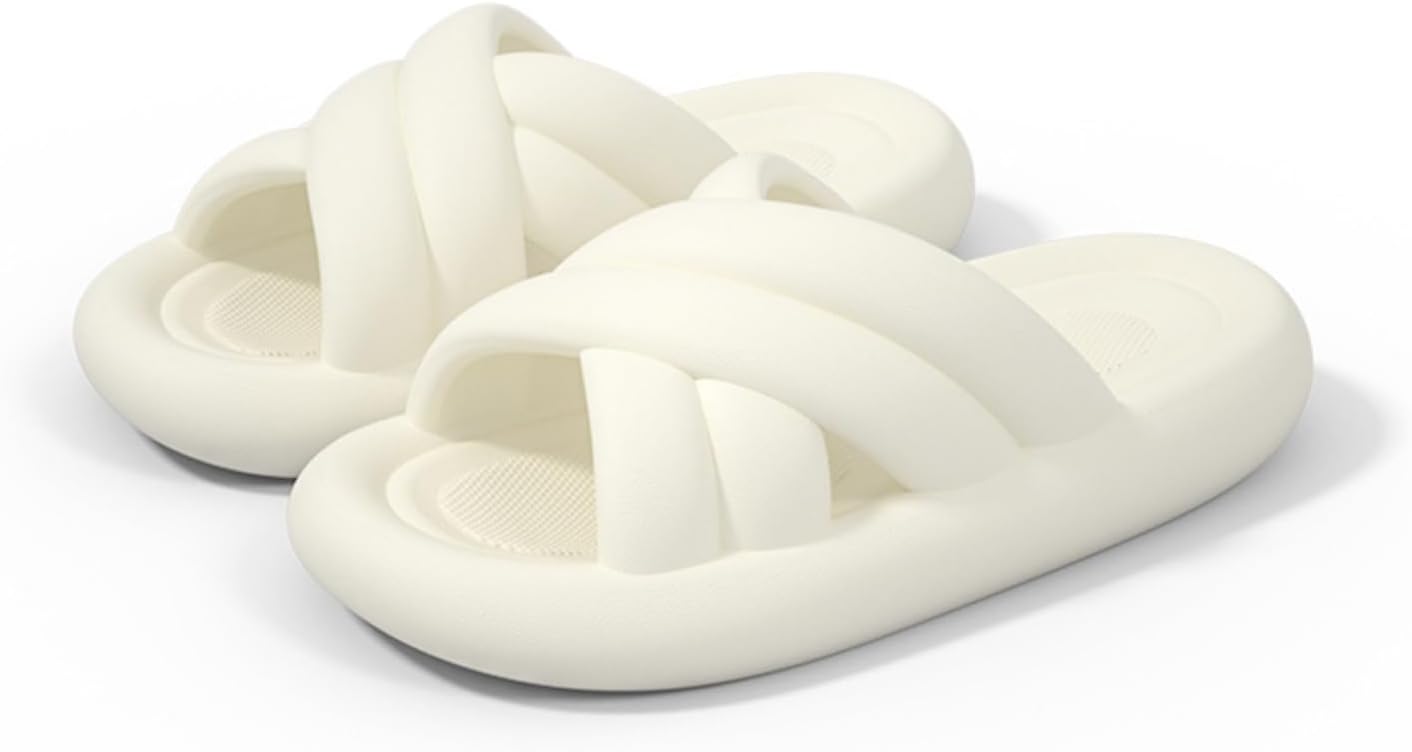 

Тапочки-подушечки для женщин и мужчин, шлепанцы, сандалии для душа, шлепанцы Cloud Slides с толстой подошвой Srdmuph, белый