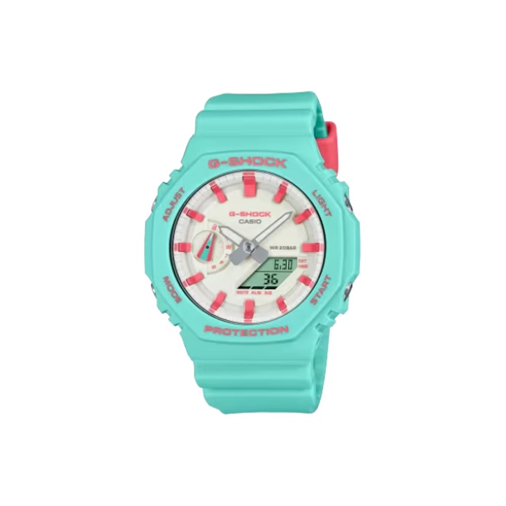 

CASIO Мужские часы GA-2100RB-3A серии Liquid Crystal/Analog Dual Display белого цвета