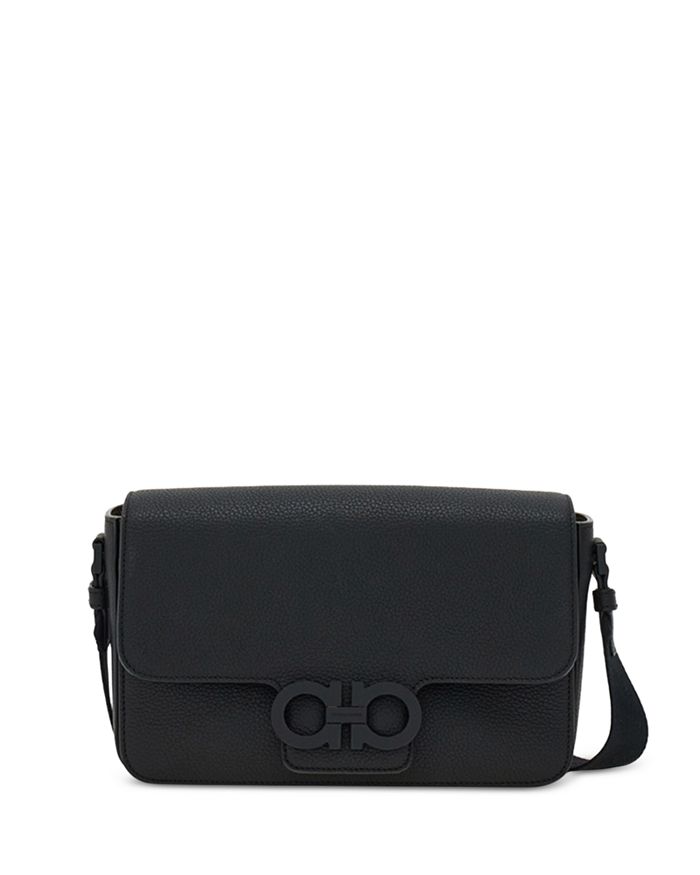 

Сумка через плечо из кожи Double Gancini FERRAGAMO, черный