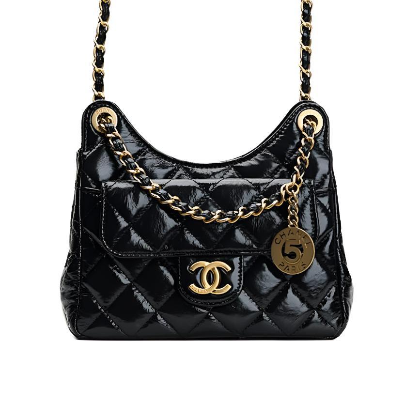 

CHANEL Кожаная сумка через плечо женская маленькая черная