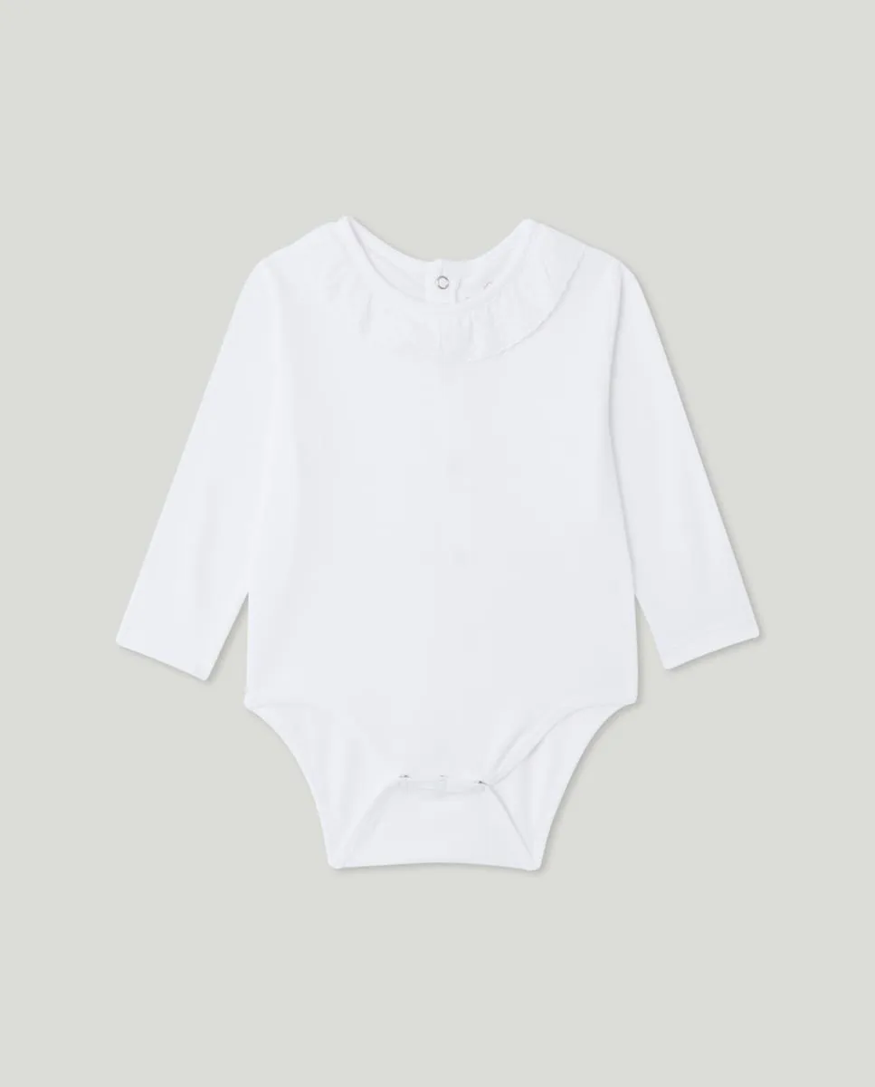 

Боди с короткими рукавами с кружевной отделкой для малышей Cotton Juice, белый