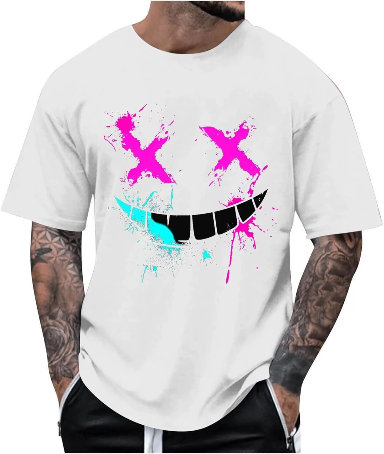 

Мужская футболка с коротким рукавом Spooky Devil's Smile, легкая и удобная