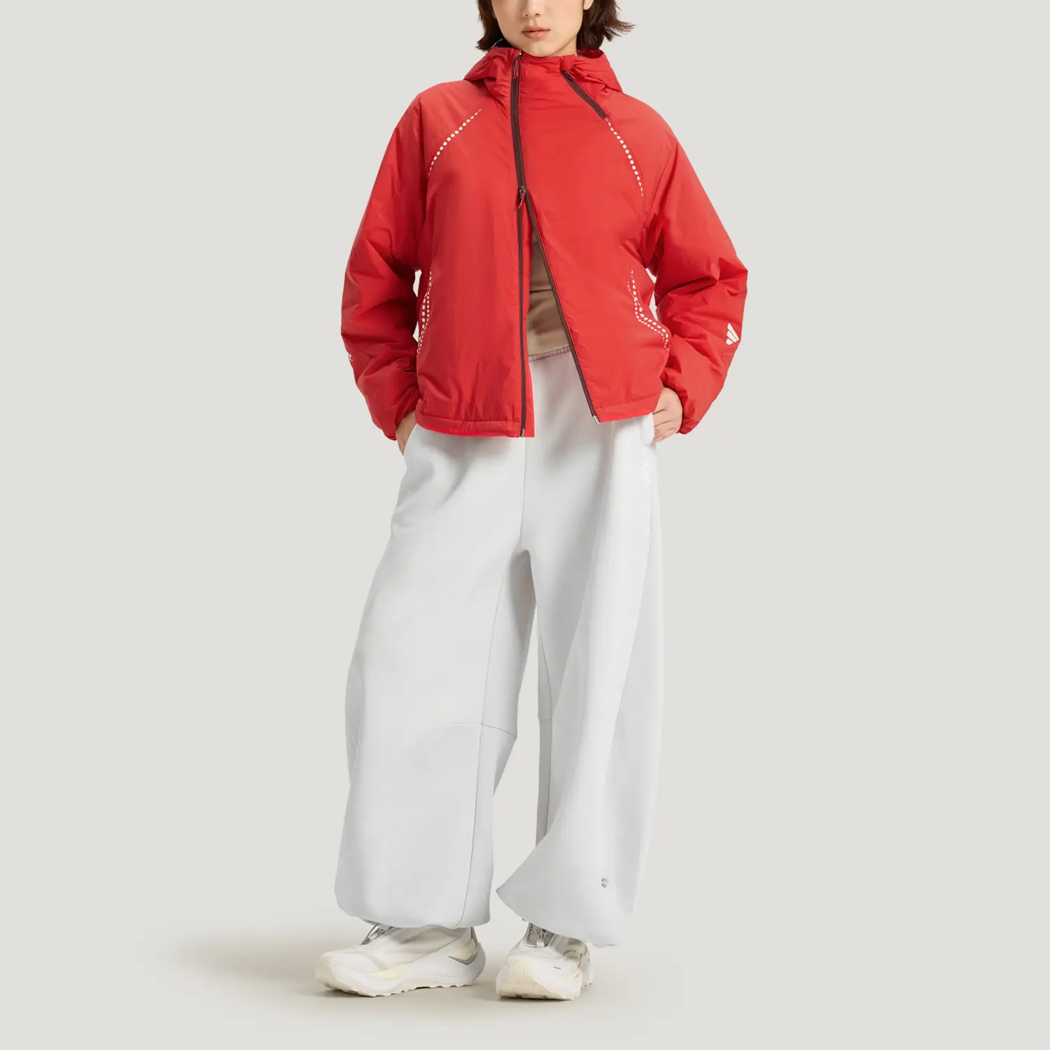 Вязаные спортивные брюки FOS FW25 для женщин Adidas, светлый серый — фото 4