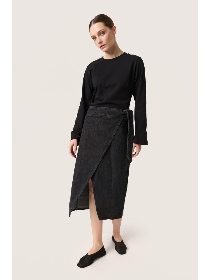 

Юбка SLAlba из денима, прямого кроя, из черного стираного денима Soaked in Luxury