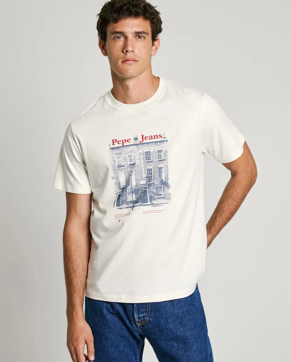 

Мужская футболка с короткими рукавами и фотопринтом Pepe Jeans, белый