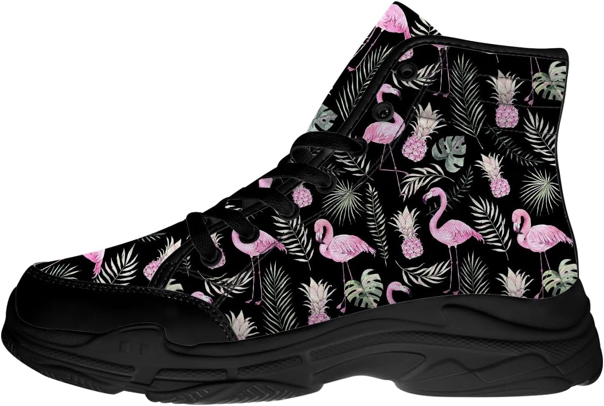 

Женские высокие кеды Flamingo, тканевые платформы с тропическим принтом и шнуровкой, подарок для нее и для него Generic, черный