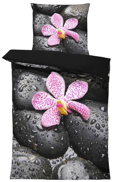 

Комплект постельного белья One-Home Steine Orchideen 135x200 cm, 135x3x200 см, черный