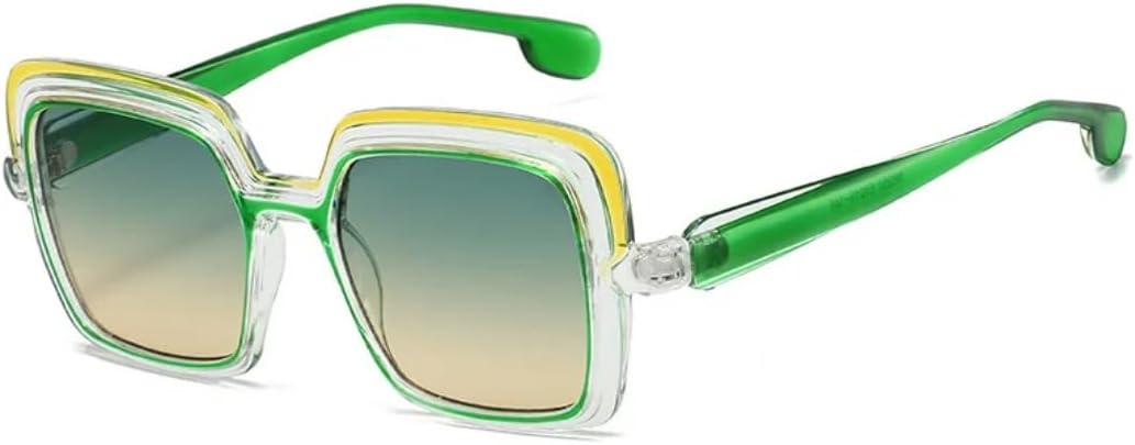 

Роскошные солнцезащитные очки для женщин с градиентным переходом цвета, цветные, квадратной формы, в стиле ретро, ​​модные мужские очки с защитой от УФ-излучения UV400 UATXTAU, Green Yellow