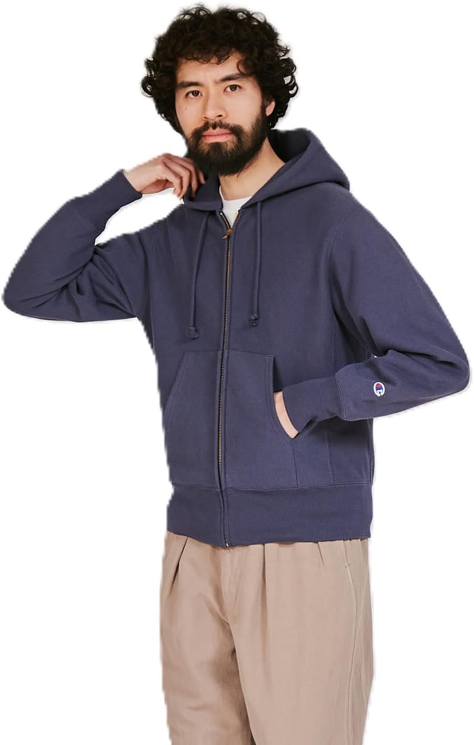 

Мужская толстовка Champion C3-Y134 с длинным рукавом, 11,5 унций, хлопок, произведено в США, плетение Reverse Weave (R), на молнии, темно-синий