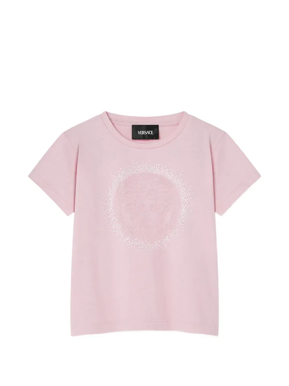 Футболка из хлопкового трикотажа с принтом Versace Kids, розовый