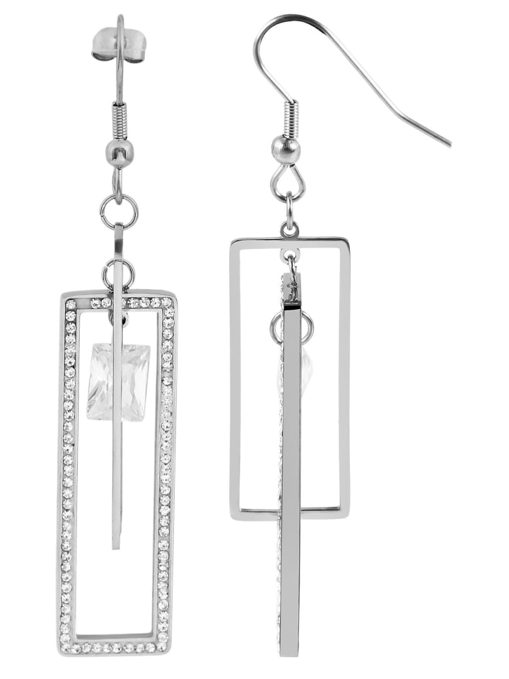 

Adeliás Женские серьги - серьги-гвоздики из нержавеющей стали со стразами, серебристого цвета