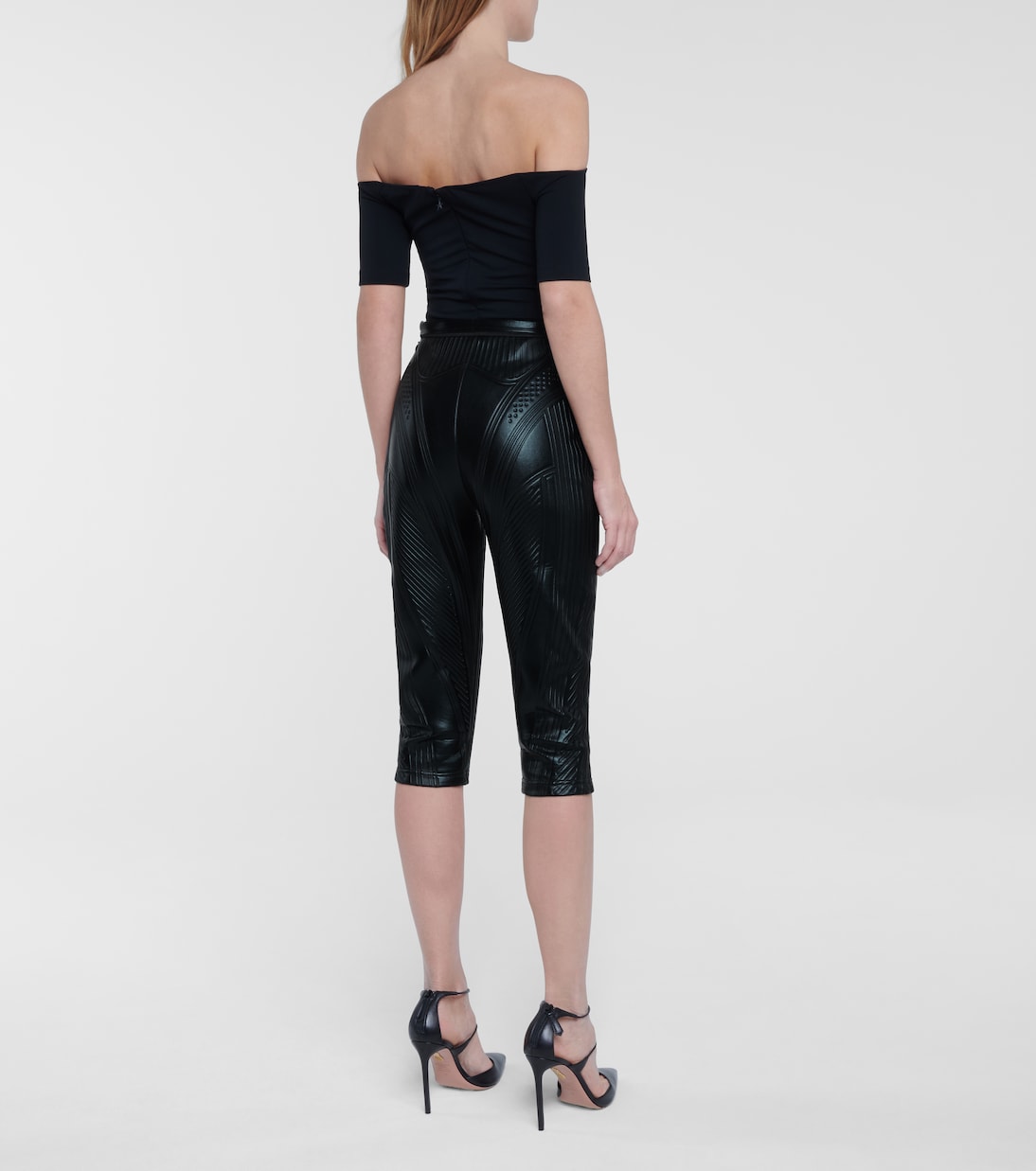 Байкерские шорты с тиснением Mugler, черный — фото 3