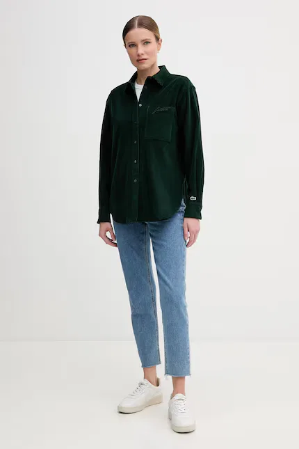 Рубашка женская Lacoste, зеленая хлопковая — фото 2