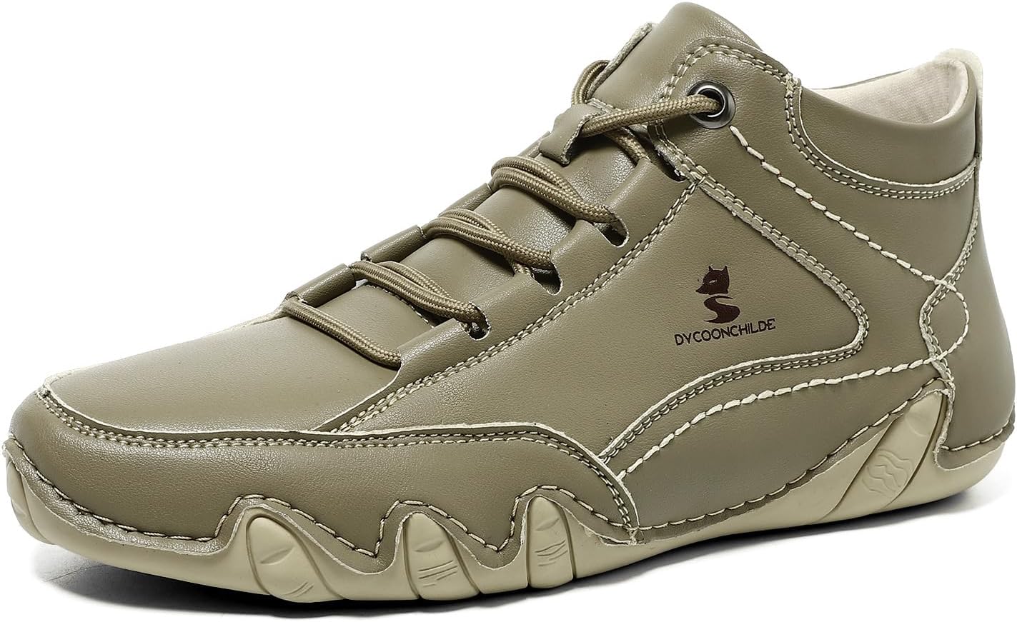 

Мужские кожаные ботинки Qacksv до середины икры. Классические повседневные ботинки, удобные ботинки до щиколотки с противоскользящей подошвой, прочные стильные ботильоны для улицы, хаки