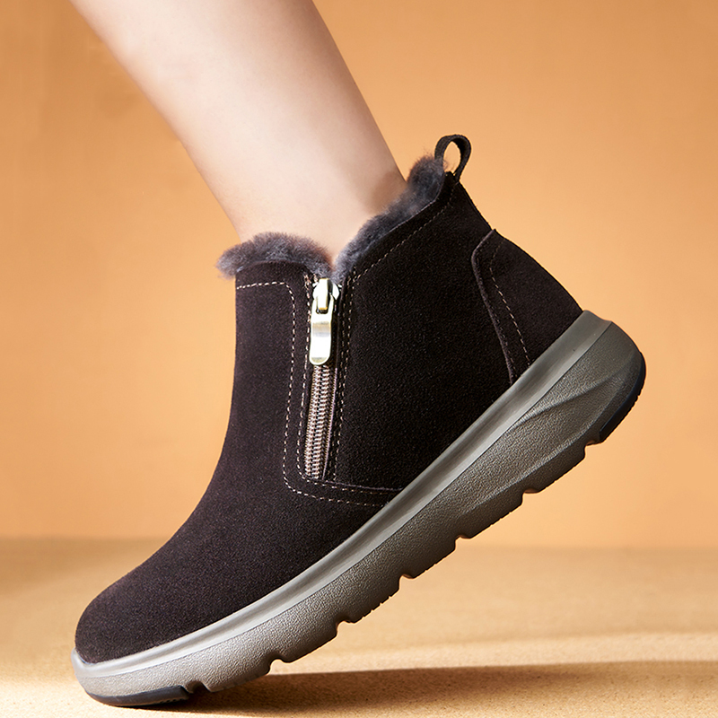 Devanro Теплые противоскользящие короткие зимние сапоги для женщин Coffee-Shearling, цвет Coffee-Shearling — фото 4
