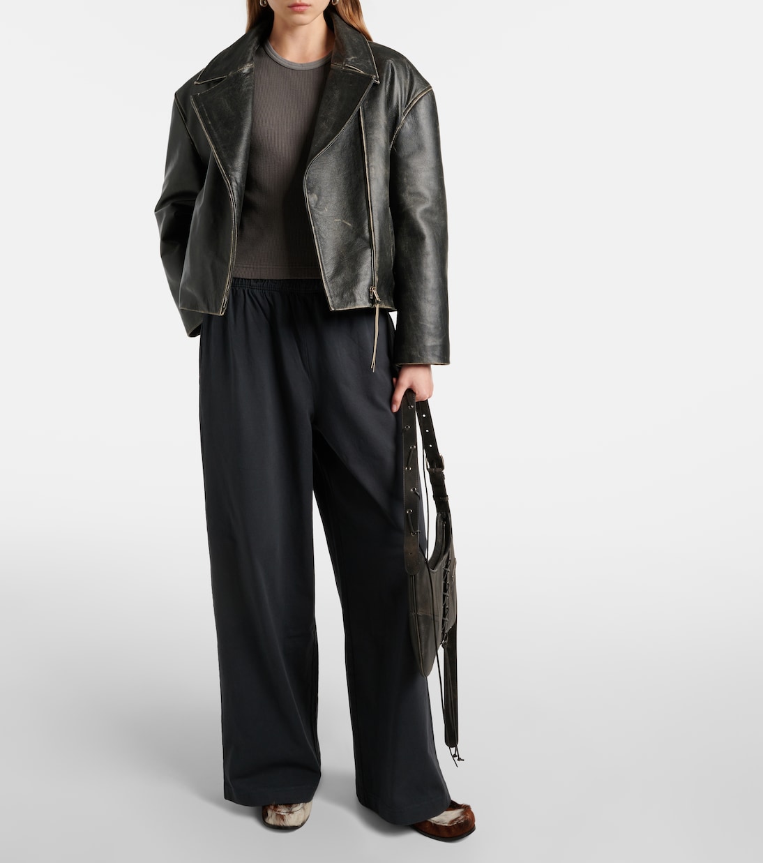 Футболка из хлопчатобумажной ткани с вафельным узором Acne Studios, Faded Grey — фото 2