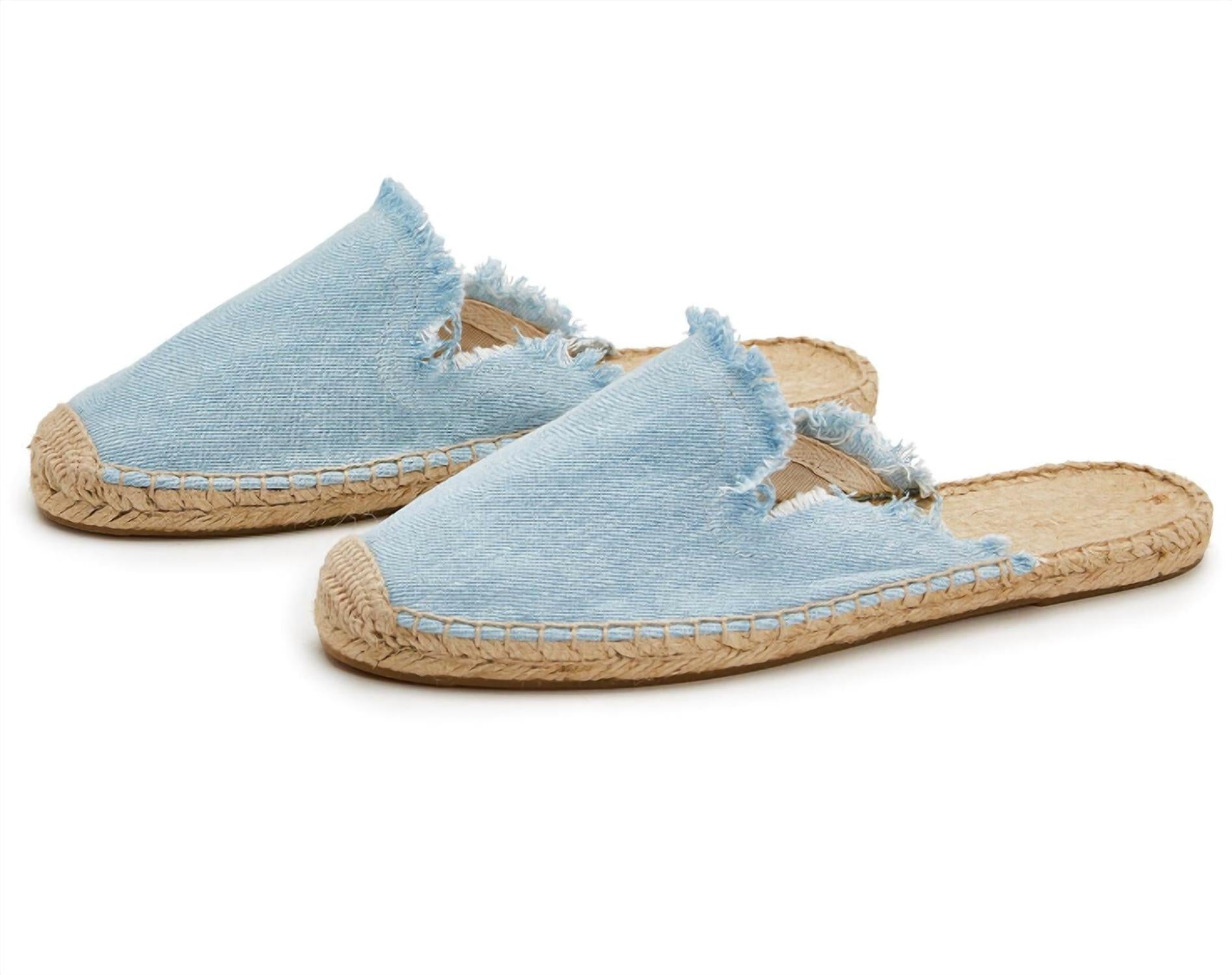 Denim Espadrille Slides In Blue TWO'S COMPANY
