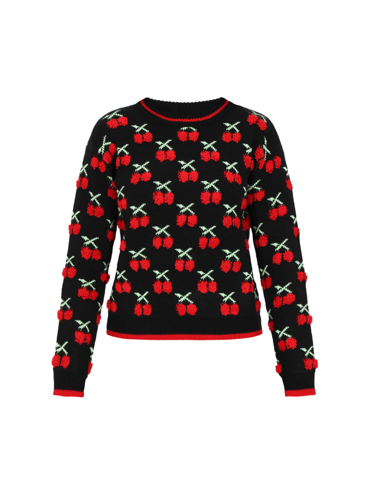 

Женский свитер черного и красного цвета myMo