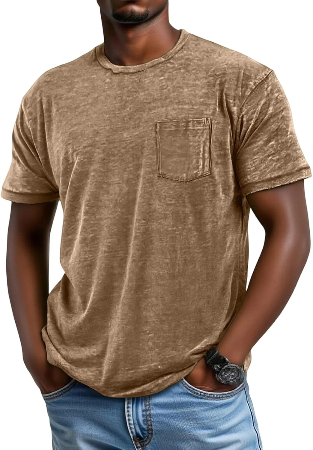 

Мужская футболка с коротким рукавом и карманом RODYETQQ