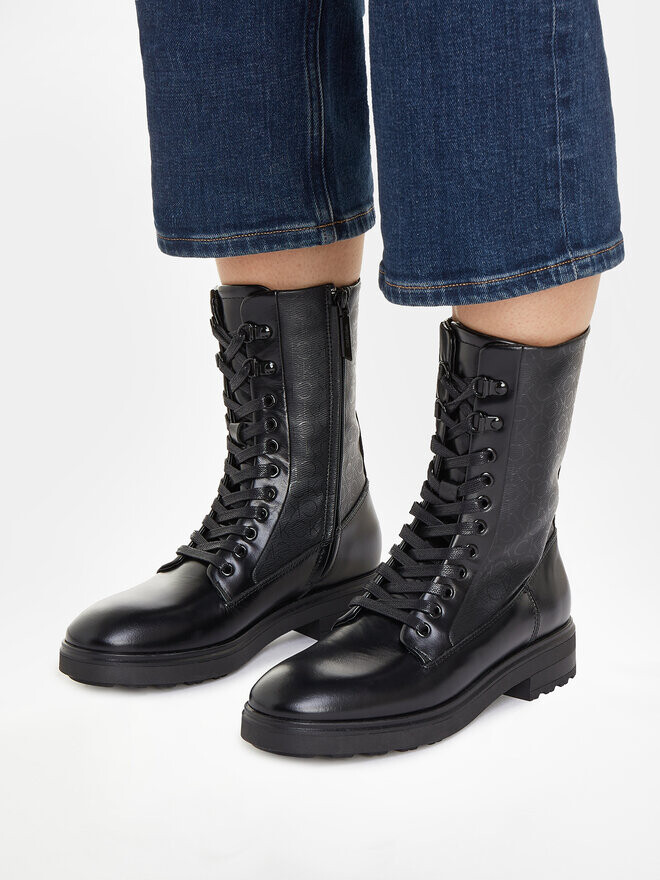 Ботильоны на шнуровке Cleat Combat Boot - Epi Mono Mix Calvin Klein, черный — фото 4