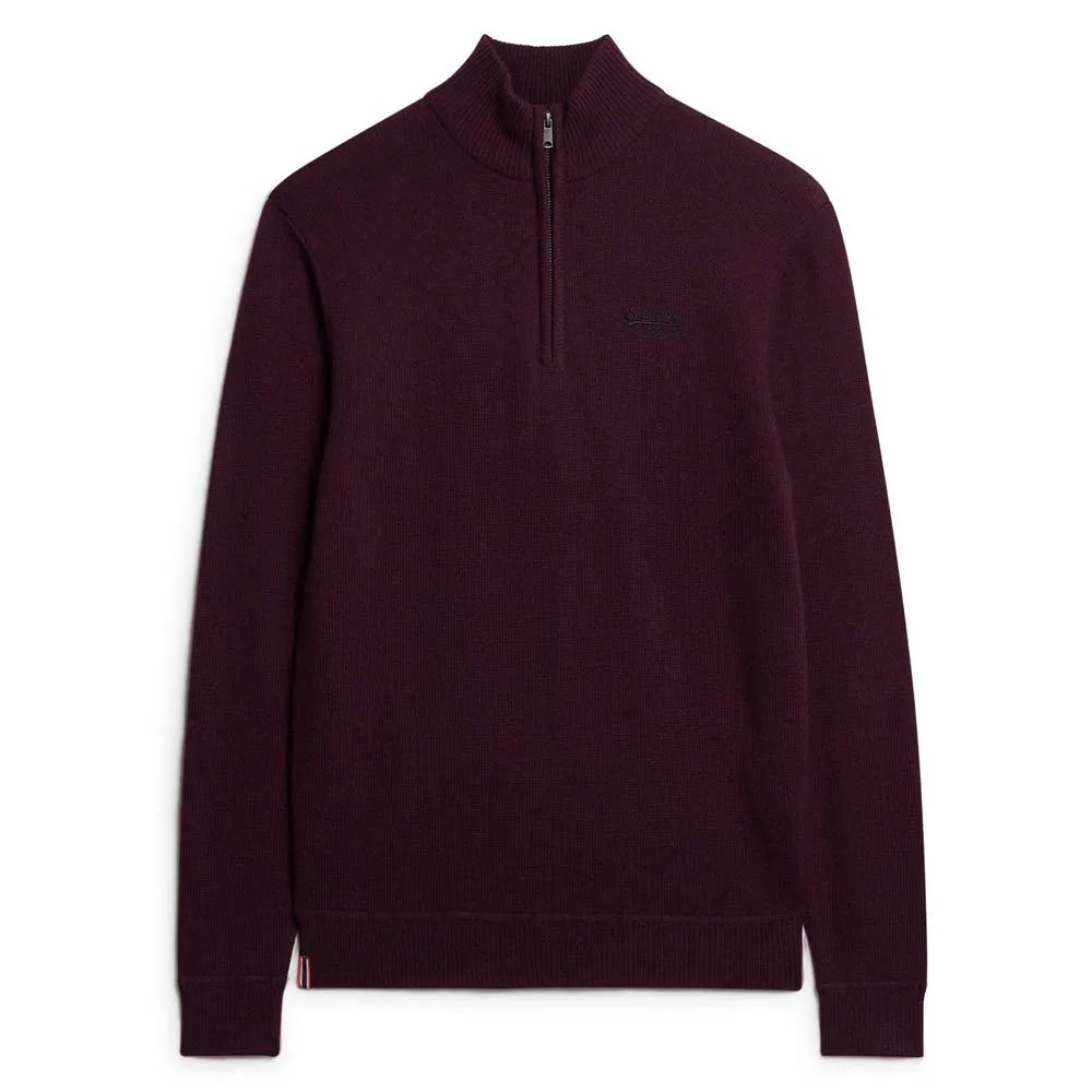 

Свитер Superdry Essential Embroidered half zip, фиолетовый