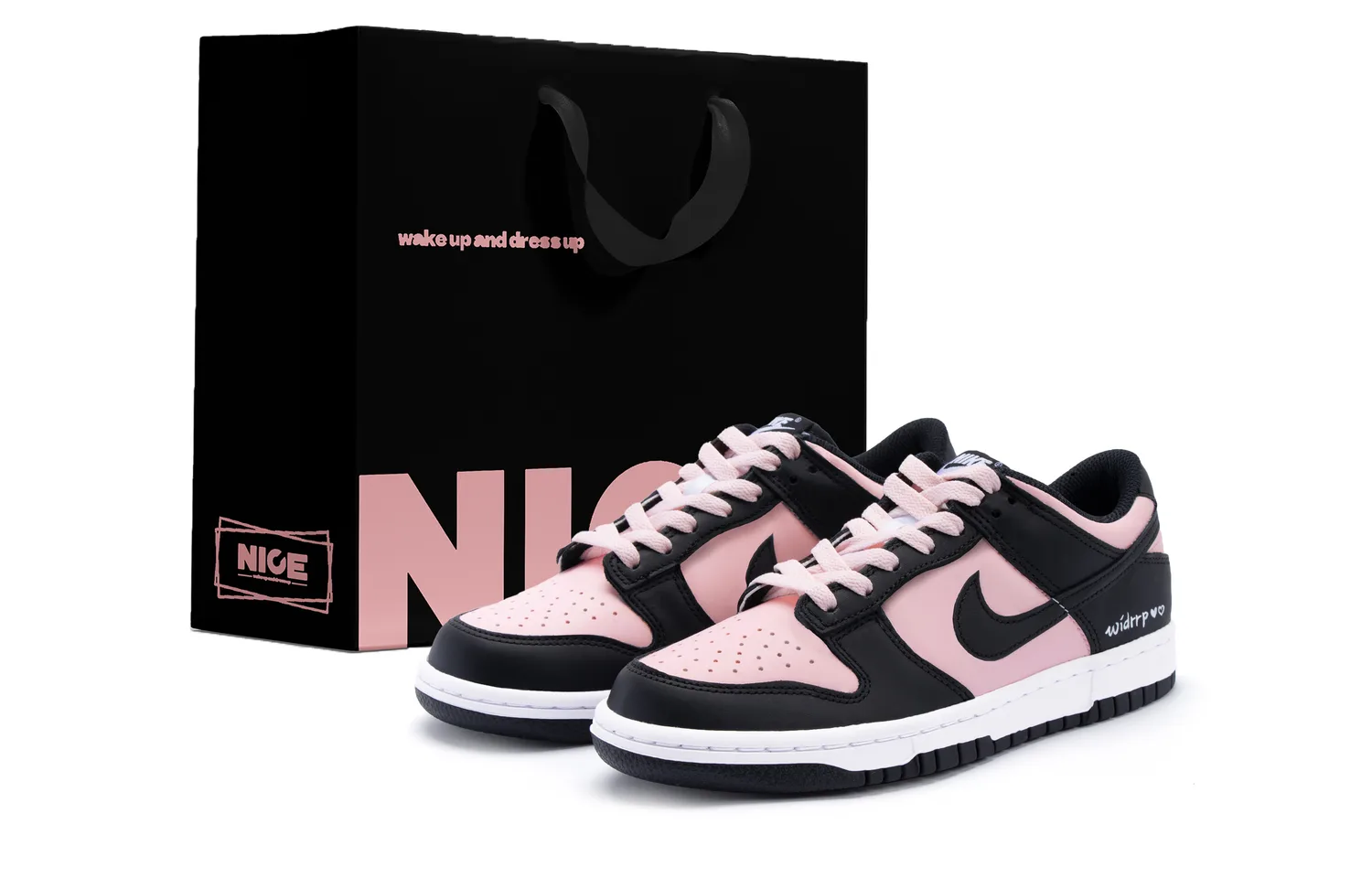 Nike Dunk White Peach Oolong нескользящие легкие кроссовки с амортизацией low top для скейтбординга детские черно-розовые унисекс