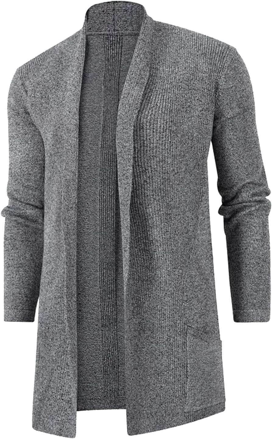 

Кардиган для мужчин с воротником шаль, средней длины, приталенный, с карманами