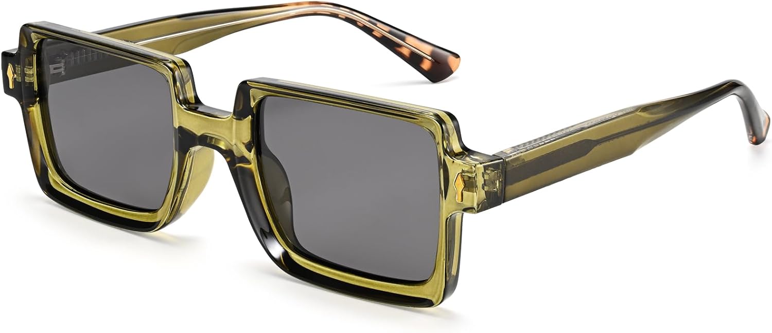 

Солнцезащитные очки Dollger Retro Square Polarized для женщин и мужчин, винтажные, в толстой прямоугольной оправе, 70-80-е годы, модные солнцезащитные очки DG528-2025, Green