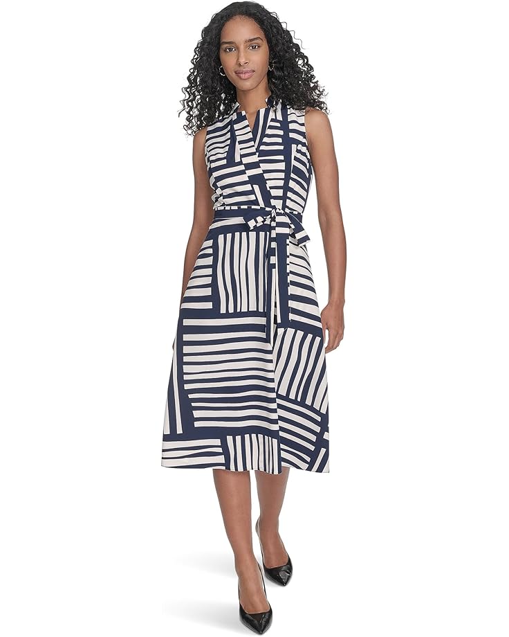 

Платье Calvin Klein Geo Print Faux Wrap Dress, цвет Indgo/Cream