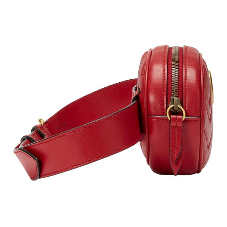 Поясная сумка Gucci GG Marmont из красной кожи — фото 3