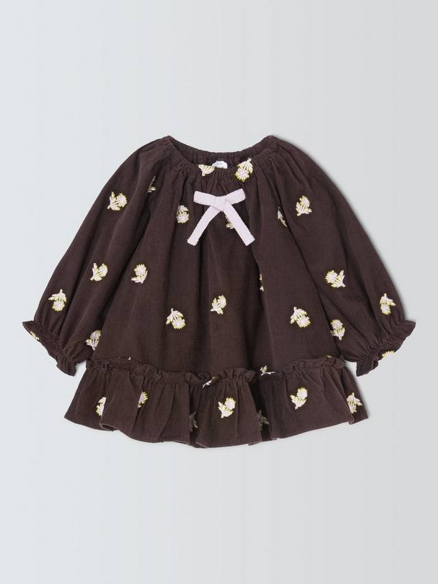 

Детское платье с вышивкой из вельвета John Lewis, Brown