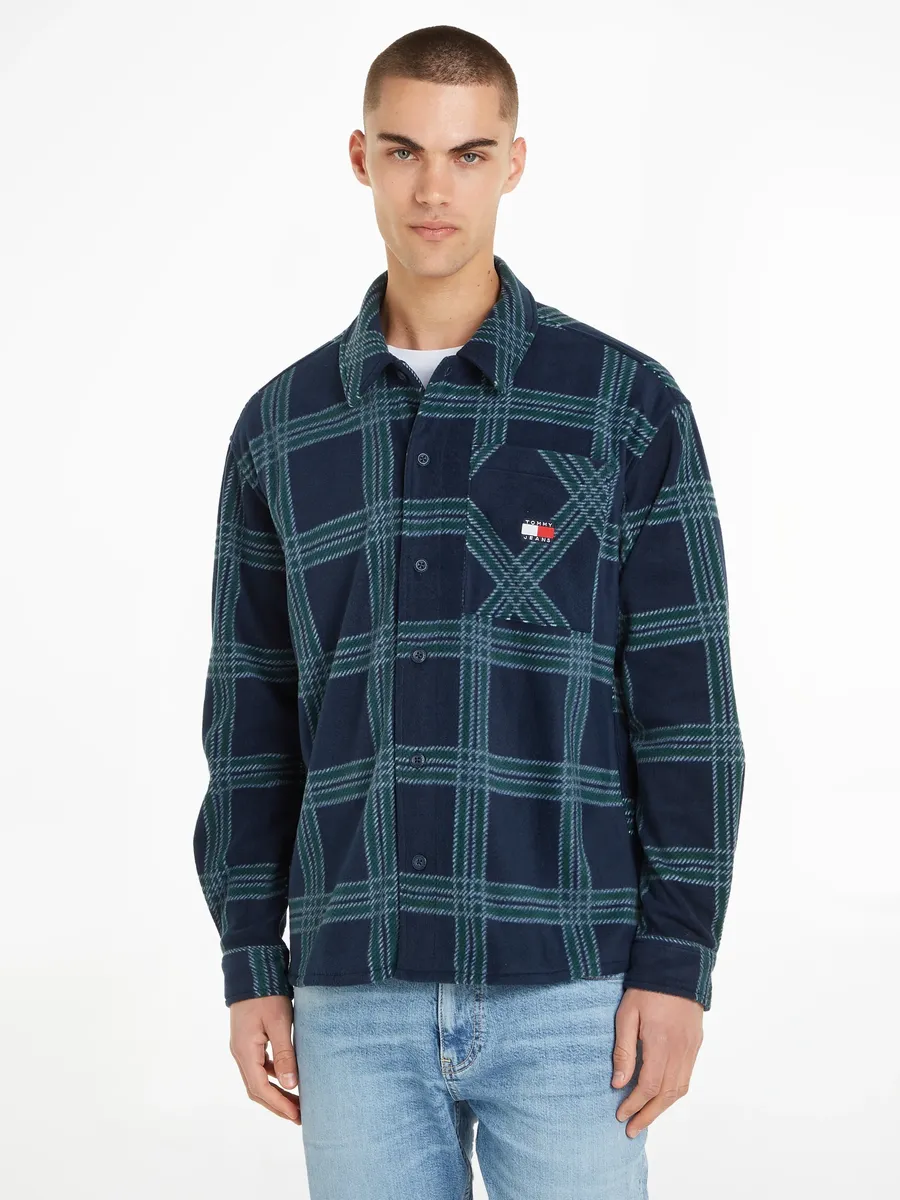 

Флисовая рубашка Tommy Jeans "TJM CHECK POLAR FLEECE OVERSHIRT", в клетку, темно-синий