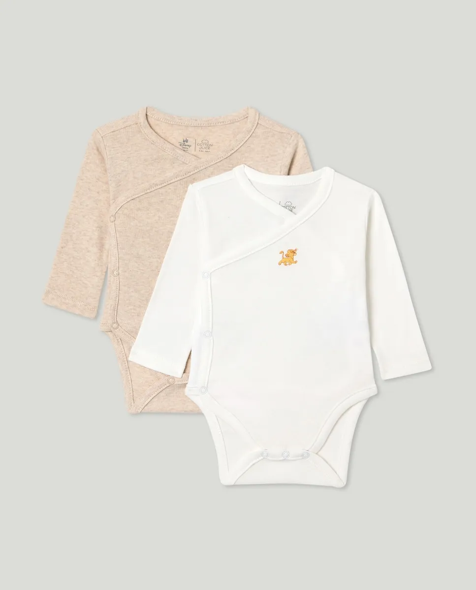 

Набор из 2 детских бодиков с длинным рукавом с принтом из Короля Льва Cotton Juice, мультиколор