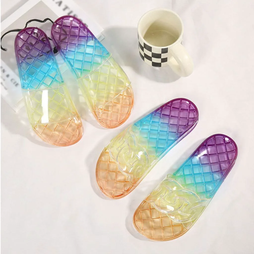 Summer Bathroom Shower Home Couple Crystal Slippers, Transparent Indoor Men's and Women's Anti slip Thick Sole Plastic Slippers Comfortable Walking Сандалии BYDZKJ — фото 3