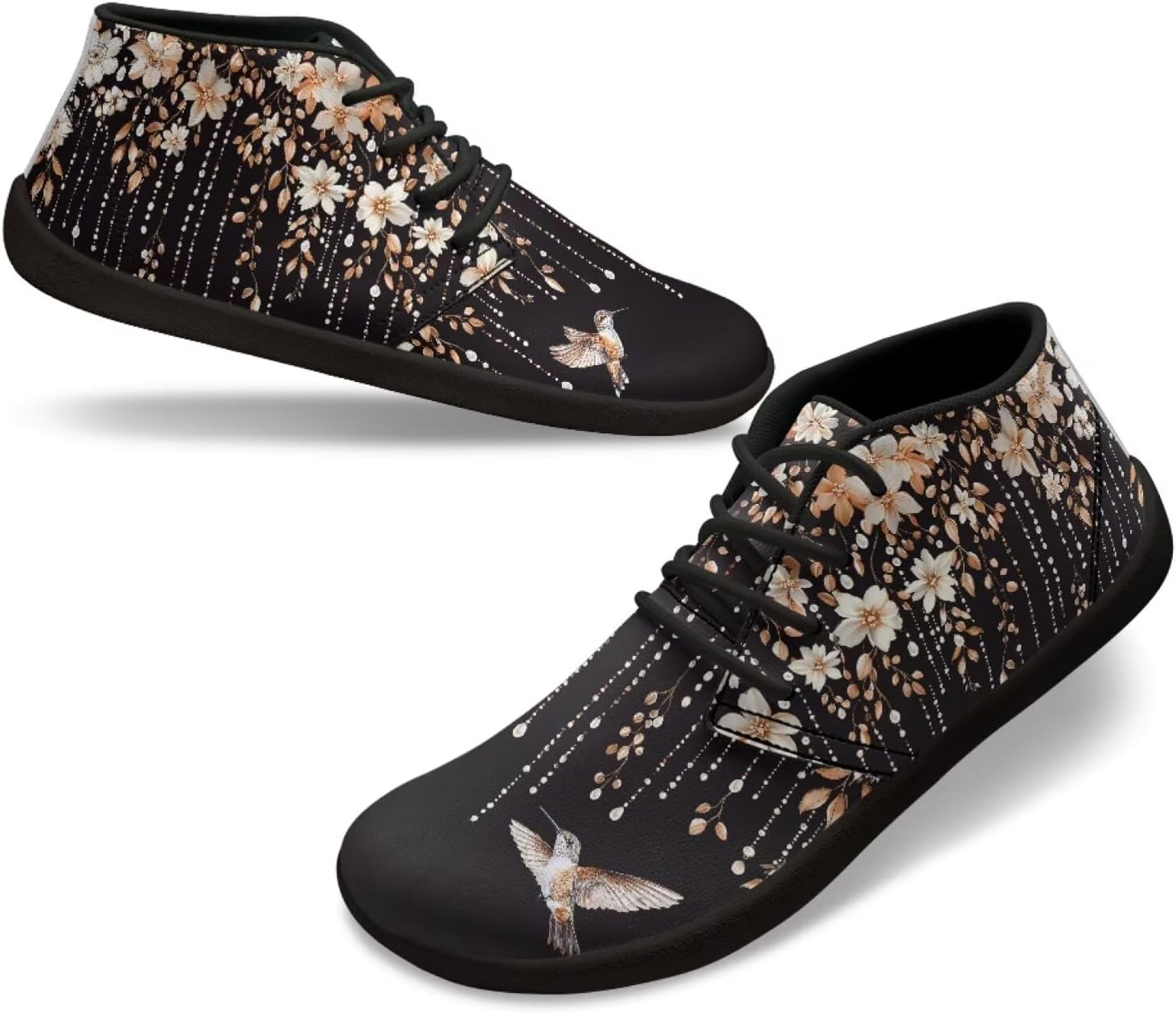 Кроссовки Rooster Athletic, туфли-слипоны Hummingbird, плоские туфли, широкие обувь босоножки для мужчин и женщин, с нулевым перепадом подошвы, легкие тренировочные кроссовки Chririnla, Floral Pattern Hummingbird — фото 3