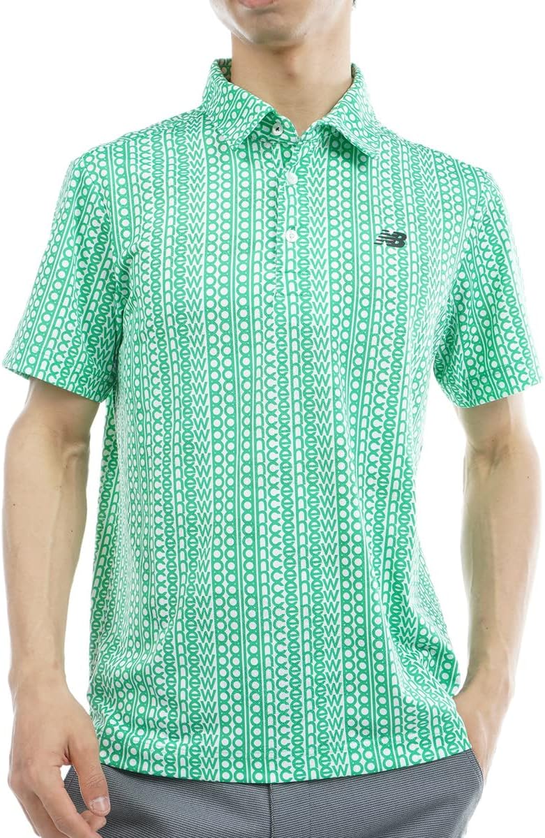 

Мужская поло-рубашка New Balance 012-3168006 с коротким рукавом (камуфляжный принт с логотипом, дышащая, эластичная), светло-зеленый