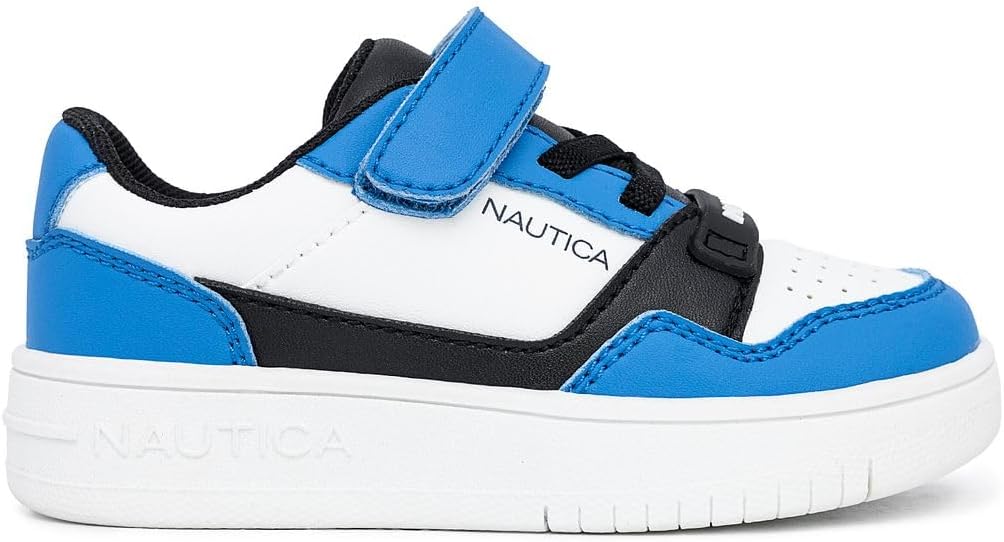 Детские кроссовки Nautica с регулируемыми ремешками, Удобные повседневные кеды для мальчиков и девочек, малышей и маленьких детей, белый/черный/синий — фото 2
