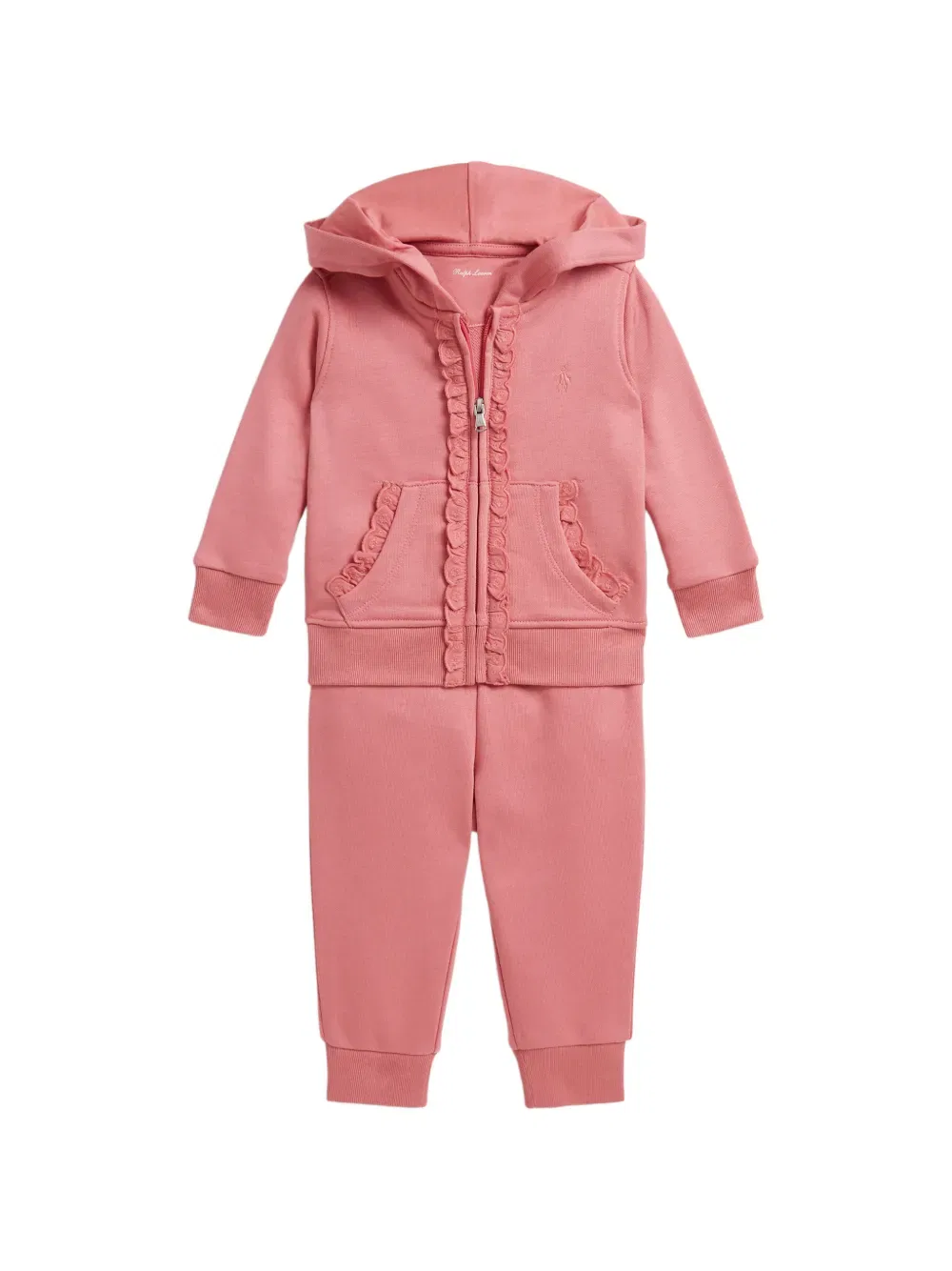 Спортивный костюм с капюшоном и вышитой отделкой Polo Ralph Lauren Kids, розовый
