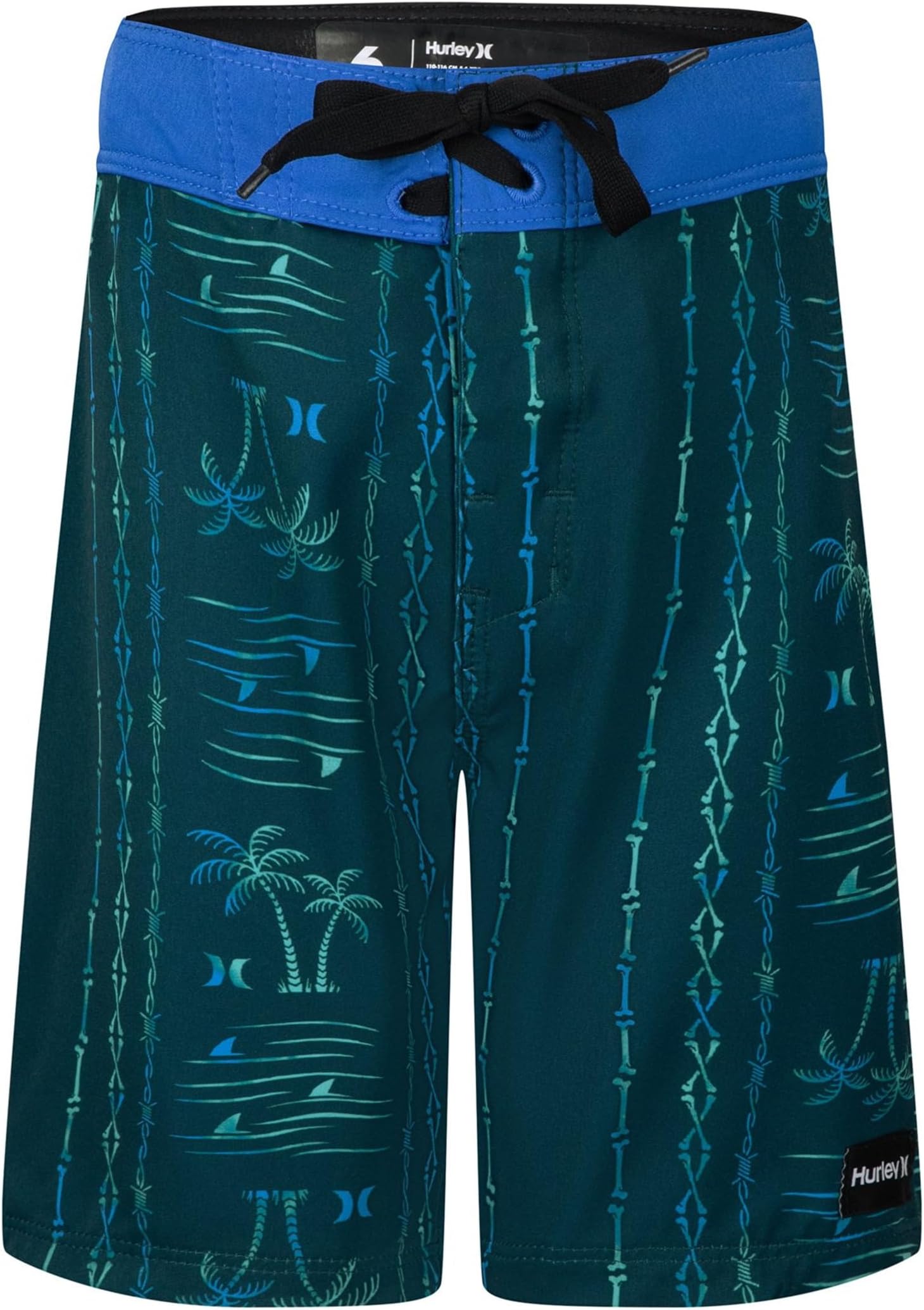 

Шорты для плавания Hurley Kids Palm Stripe Board Shorts, цвет Midnight Teal