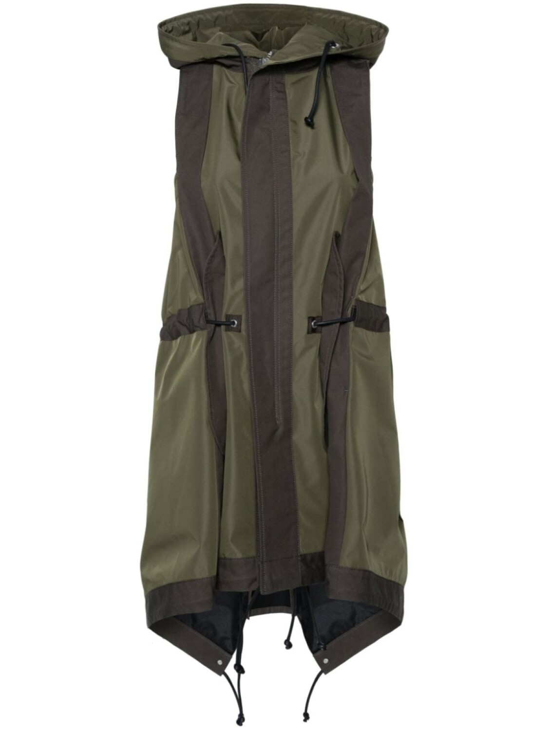 

sacai куртка без рукавов с капюшоном, зеленый