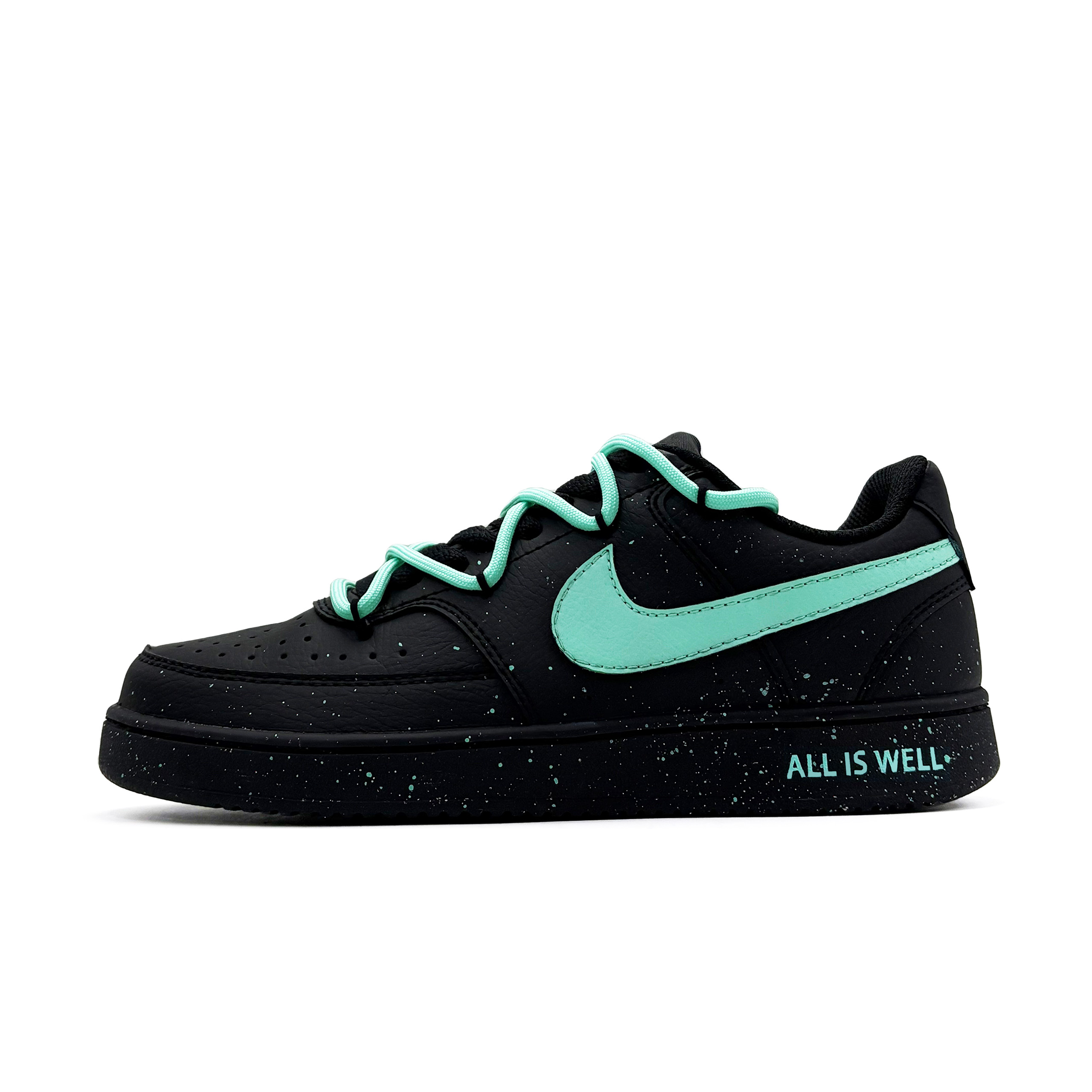 

Nike Court Vision Low Green Nonsense Leather Slip Resistant Low top Skateboard Shoes Unisex Black