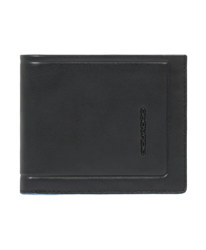 

Мужской кожаный кошелек со съемным отделением для документов, с защитой от RFID-сканирования. Piquadro, черный