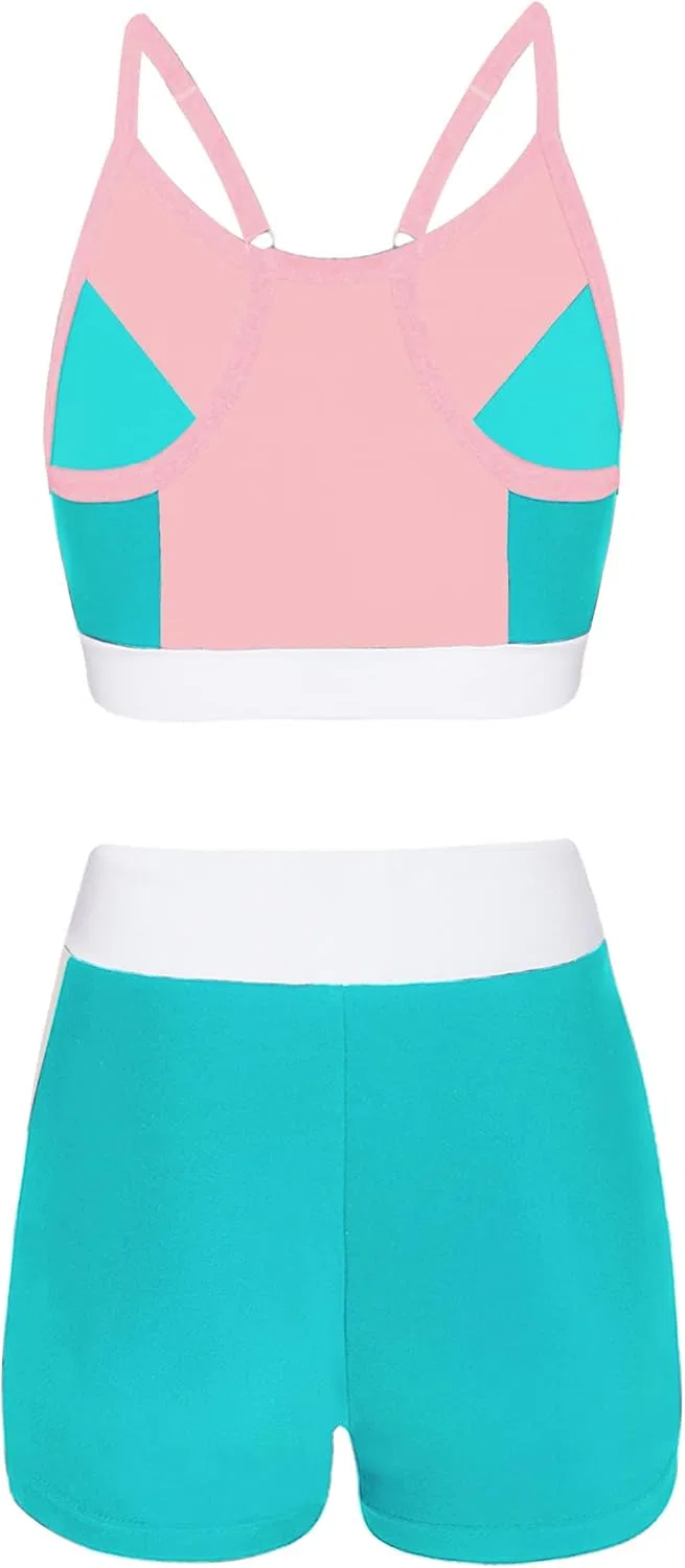 Детский спортивный костюм для девочек Hansber, топ и шорты, Mint Green — фото 2