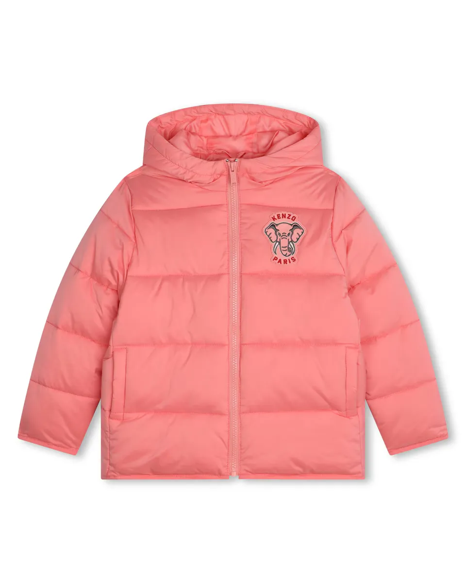 

Пуховик с капюшоном и застежкой-молнией Kenzo Kids, розовый