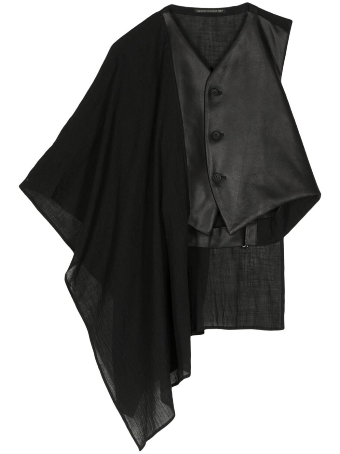 

Асимметричный кожаный жилет со вставками Yohji Yamamoto, черный