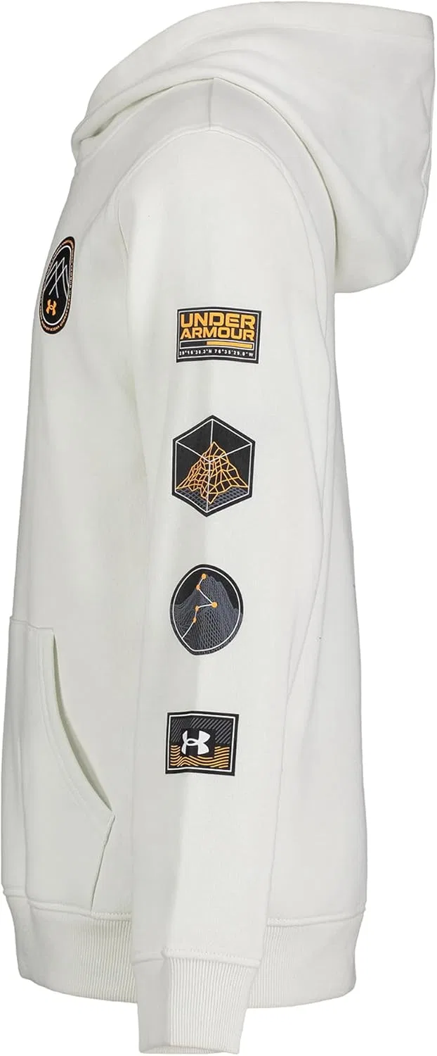 Детская толстовка с капюшоном, флисовая, Under Armour, белый — фото 2