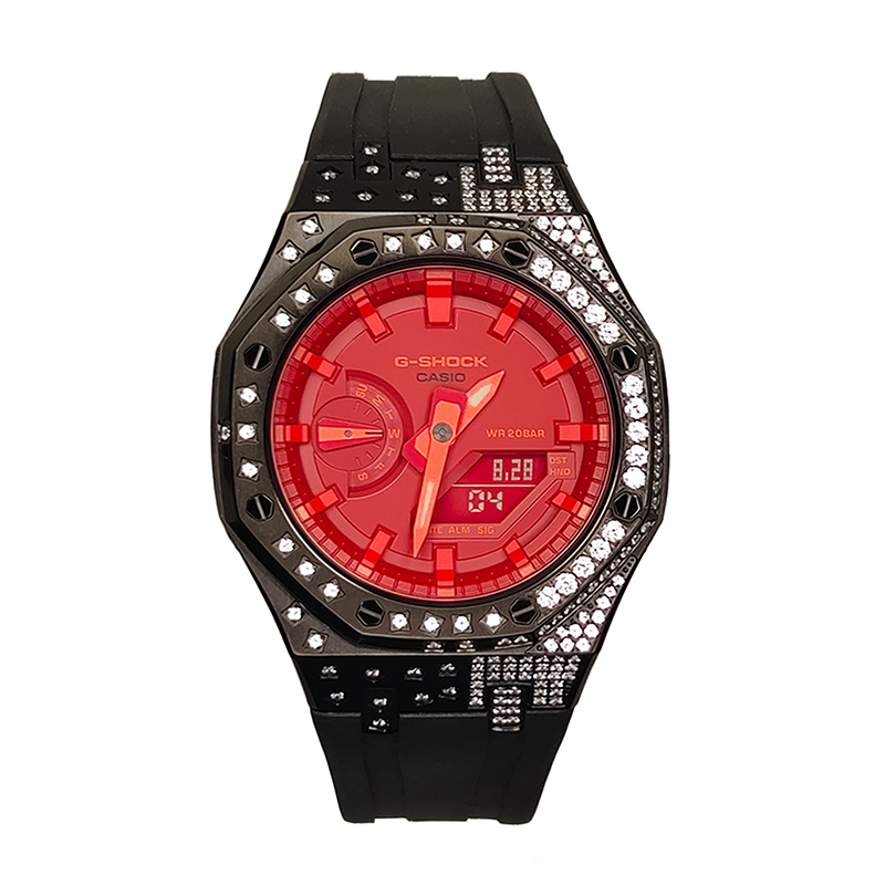 

Часы Casio G-Shock Analog-Digital 2100 Series, арт. GA-2100-4A, черный/красный/стразы